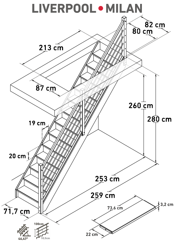 schéma escalier Milan sans socle